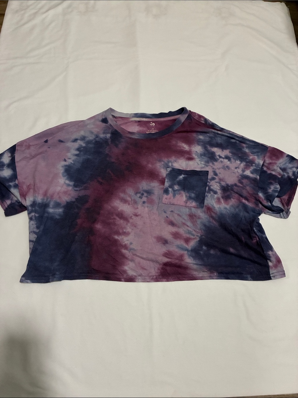 SO Tie Dyed Cropped Short Sleeve Pocket T-Shirt XXL